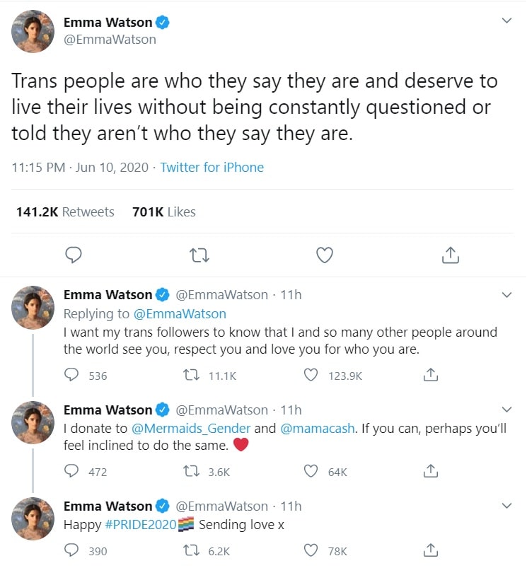 emma watson, réponse, tweets, jk rowling