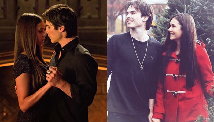 Elena Damon Nina Dobrev Ian Somerhalder The Vampire Diaries