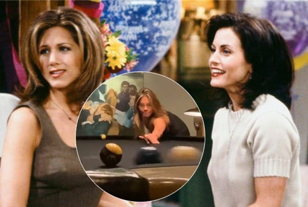 Friends : Courteney Cox se moque de Jennifer Aniston qui joue au billard et c’est très drôle