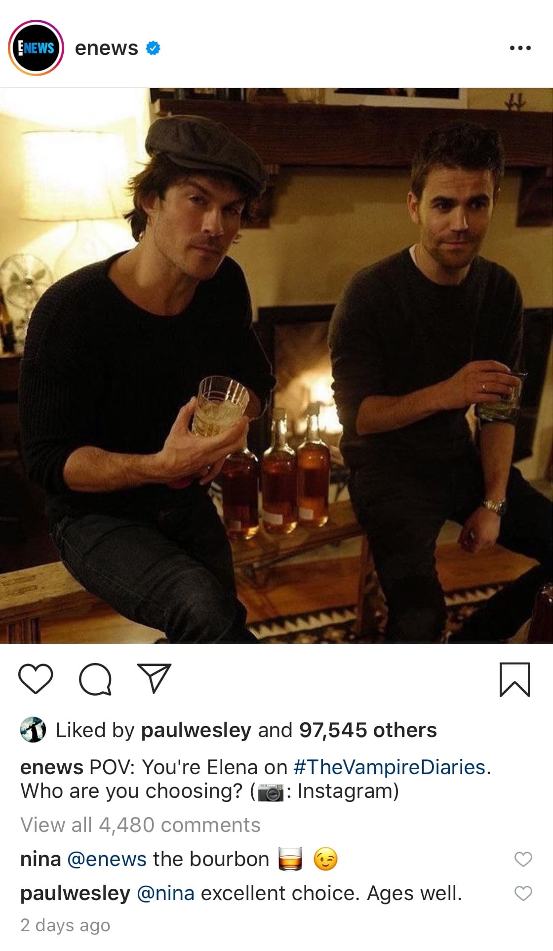 the vampire diaries, ian somerhalder, paul wesley, instagram