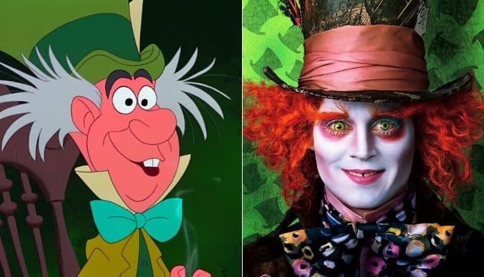 Chapelier fou live action vs film d'animation Disney