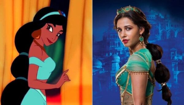 Jasmine Aladdin live action vs film d'animation Disney