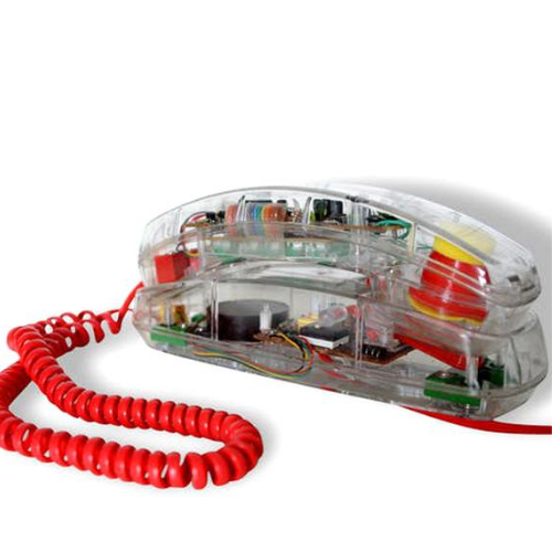 Un téléphone fixe transparent