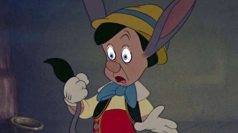 Pinocchio se transforme en âne dans le film Disney éponyme