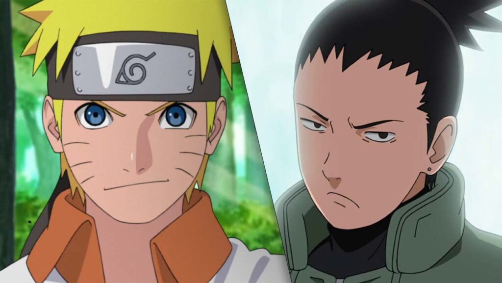 Naruto and Shikamaru, two anime ninjas