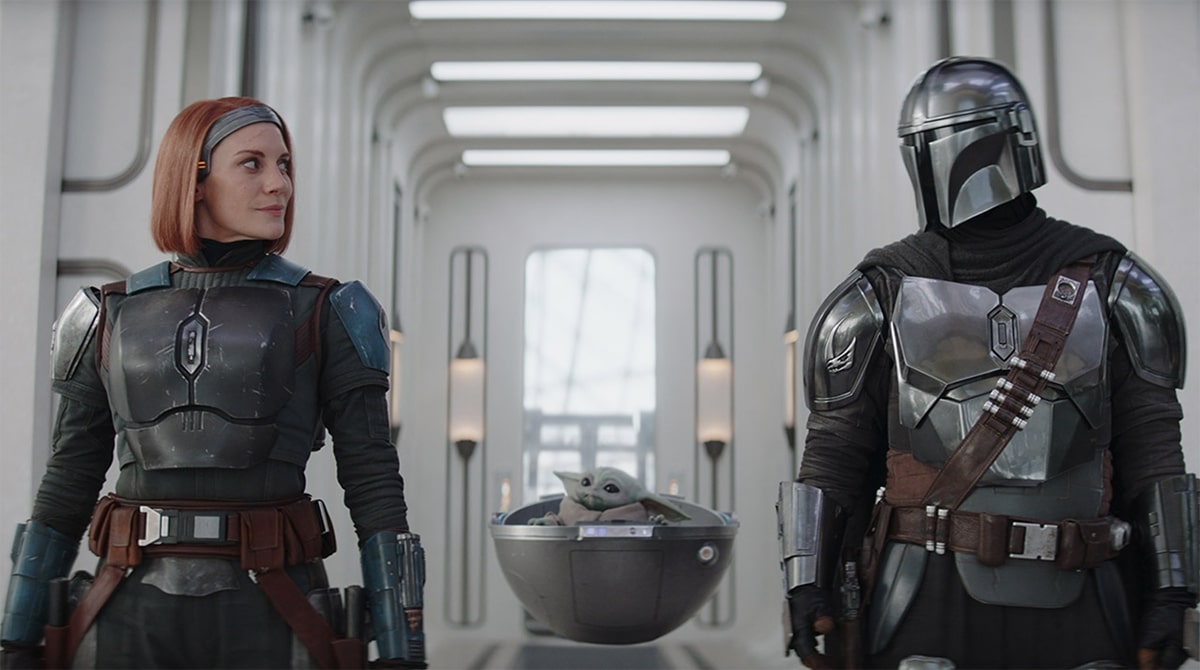 Bo-Katan Kryze, din djarin et grogu dans the mandalorian