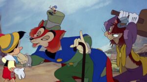 Pinocchio, Grand-Coquin et Gédéon pour le film Disney de 1940
