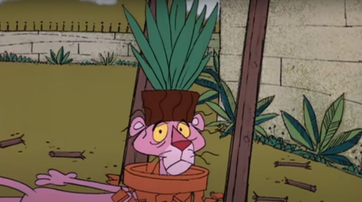 la panthère rose, plante verte