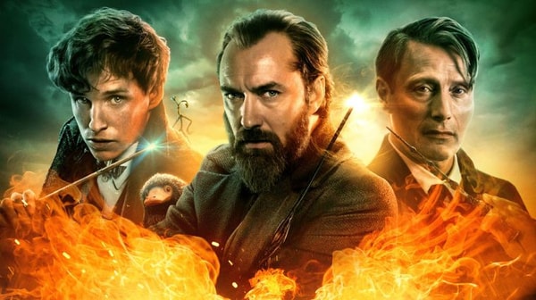 Les Animaux Fantastiques : Les Secrets de Dumbledore, affiche, film, eddie redmayne, jude law, mads mikkelsen