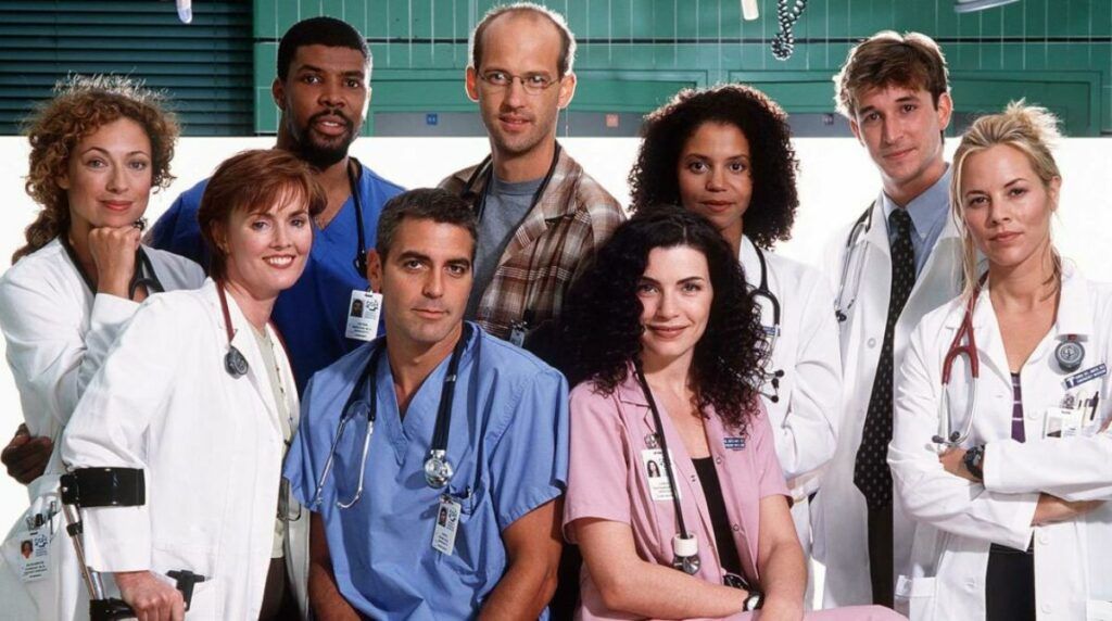 L'équipe d'Urgences dans la série du même nom avec George Clooney