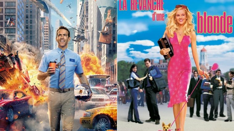 Les affiches des films Free Guy et La Revanche d'une blonde