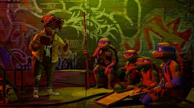 Les Tortues Ninja et April dans le film Ninja Turtles Teenage Years