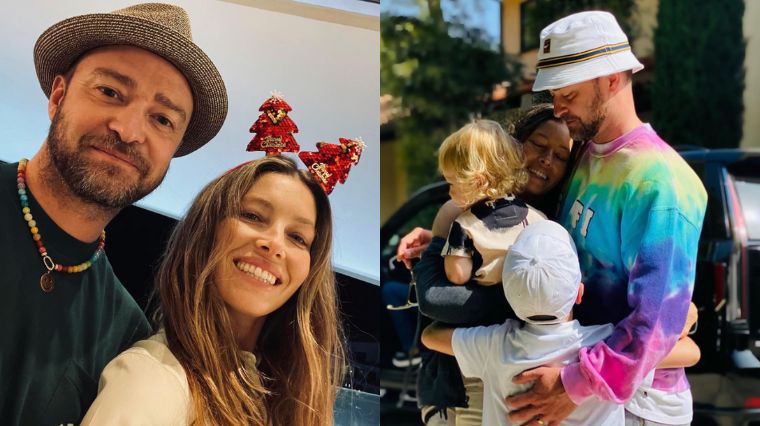 Jessica Biel, Justin Timberlake et leurs enfants.