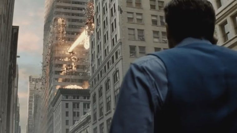 Bruce Wayne pendant la bataille de Metropolis