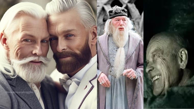 Une IA qui imagine Dumbledore et Grindelwald de Harry Potter le jour de leur mariage