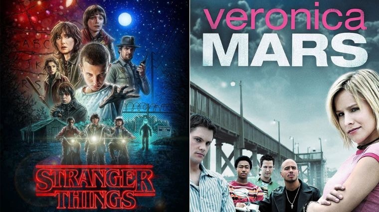 Affiches des séries Stranger Things et Veronica Mars