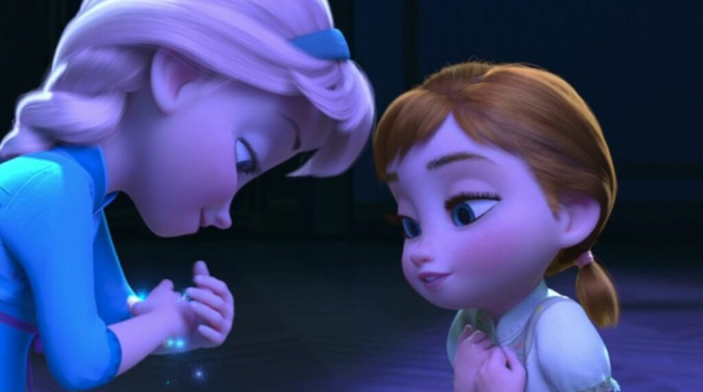 Anna et Elsa petites dans le film La Reine des Neiges