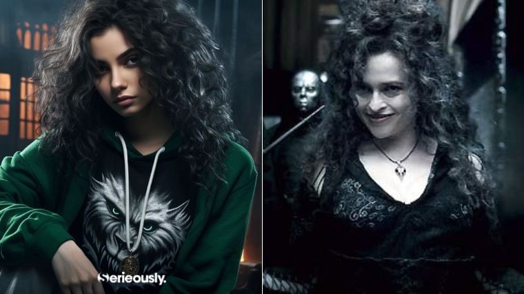 Bellatrix Lestrange de la saga Harry Potter imaginée en 2023 par une intelligence artificielle