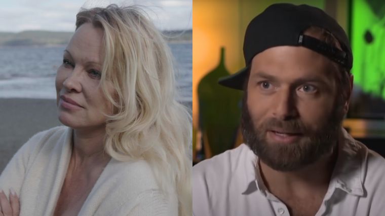 Pamela Anderson dans son documentaire Netflix, et son ex-mari Rick Salomon.