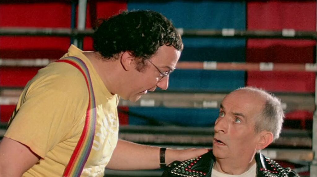 Coluche et Louis de Funès dans L'Aile ou la Cuisse.