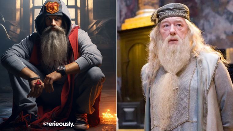 Dumbledore de la saga Harry Potter imaginé en 2023 par une intelligence artificielle