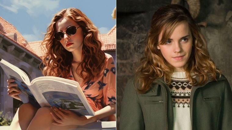 Hermione Granger imaginée en vacances par une intelligence artificielle