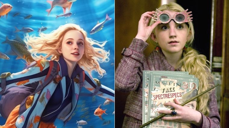 Luna Lovegood imaginée en vacances par une intelligence artificielle