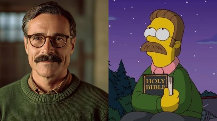 Le personnage de Ned Flanders en version Intelligence Artificielle dans les simpson