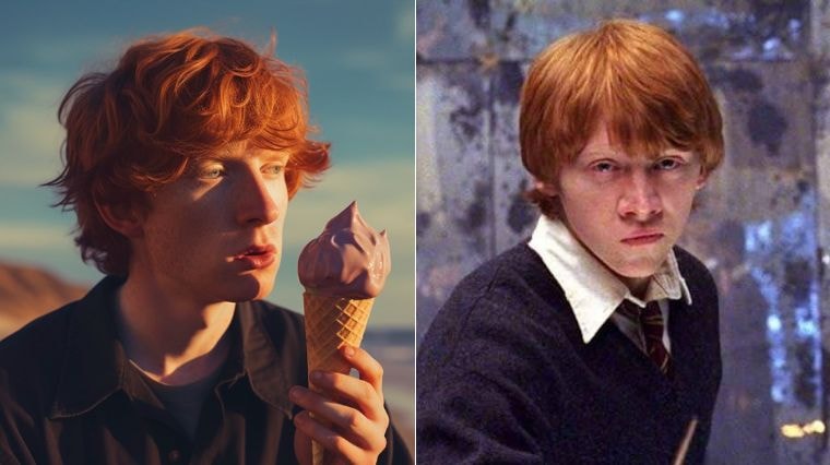 Ron Weasley imaginé en vacances par une intelligence artificielle