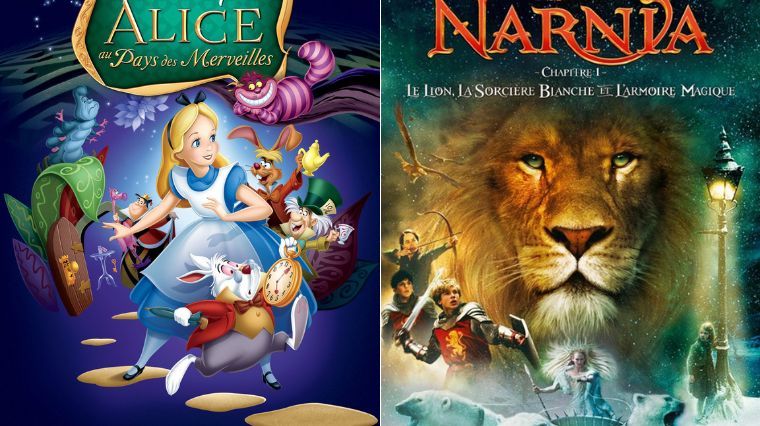 Les affiches des films Alice au pays des Merveilles et Le Monde de Narnia