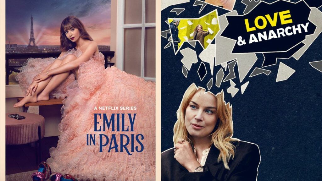 les posters des séries emily in paris et love anarchy