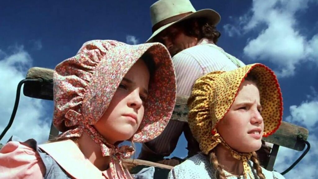 Charles, Mary et Laura Ingalls dans La Petite Maison dans la Prairie.