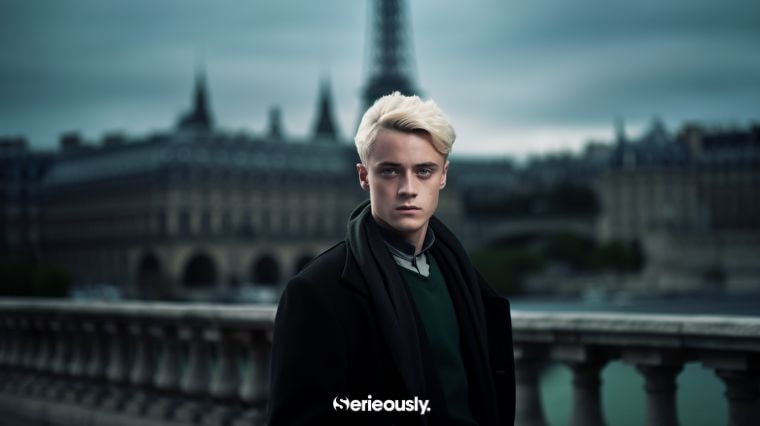 Drago Malefoy de la saga Harry Potter imaginé comme s'il était français par une intelligence artificielle