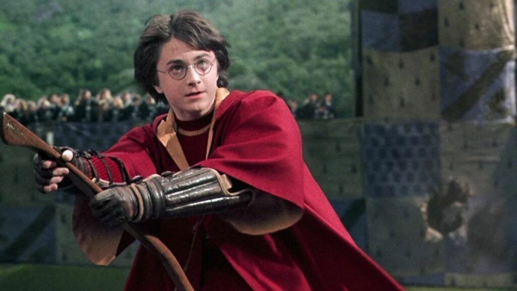 Harry Potter dans un match de Quidditch