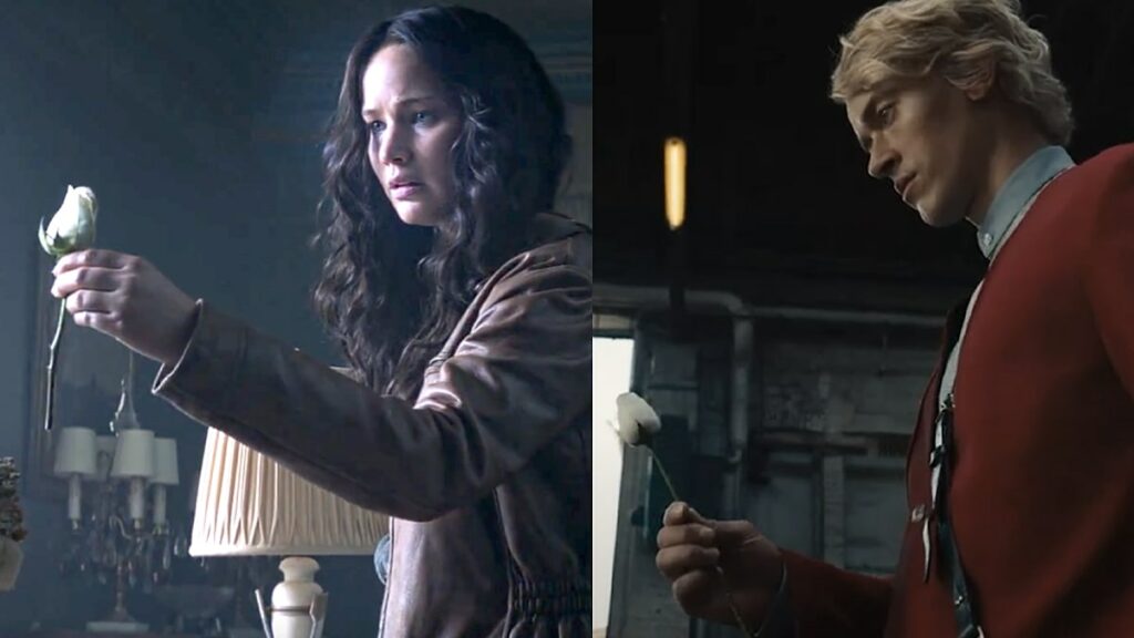 Katniss et Snow dans l'univers Hunger Games au cinéma