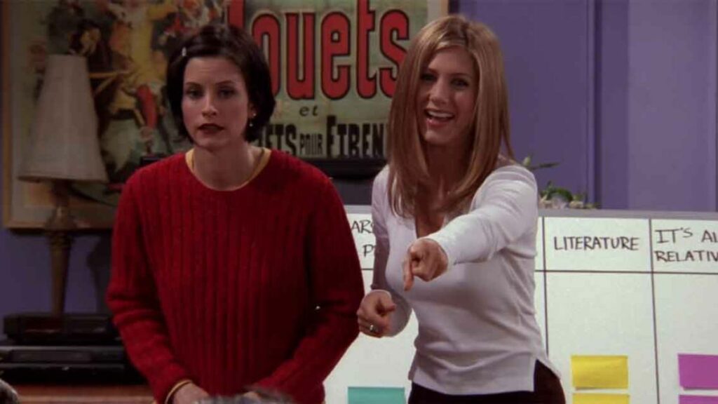 Monica et Rachel jeu du paris dans Friends