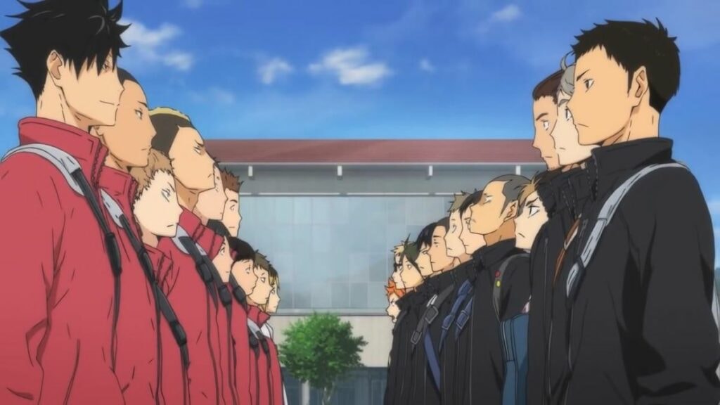 Les équipes de Nekoma et de Karasuno face à face dans Haikyu!!