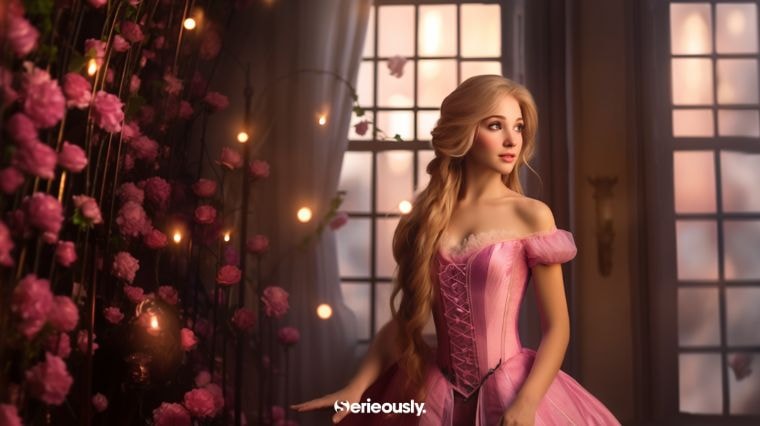 Raiponce de Disney si elle vivait dans notre monde imaginée par l'intelligence artificielle Midjourney