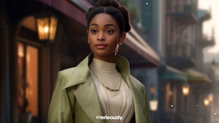 Tiana si elle vivait dans notre monde imaginée par l'intelligence artificielle Midjourney