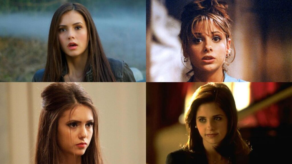 Nina Dobrev dans The Vampire Diaries, Sarah Michelle Gellar dans Buffy contre les vampires et Sexe Intentions.
