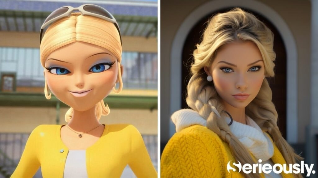 Chloé Bourgeois dans Miraculous et dans la vraie vie grâce à l'IA Midjourney, générée par Serieously