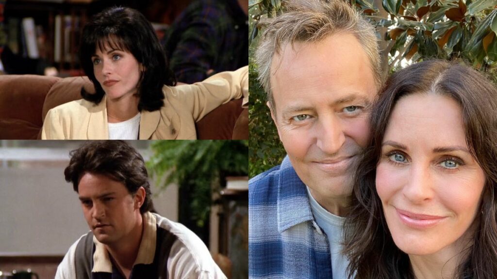 Courteney Cox et Matthew Perry dans la série Friends vs aujourd'hui.