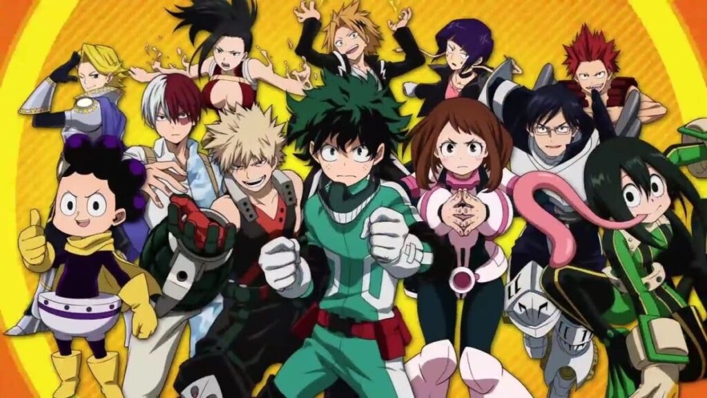 Les élèves de Seconde A au lycée Yuei dans My Hero Academia