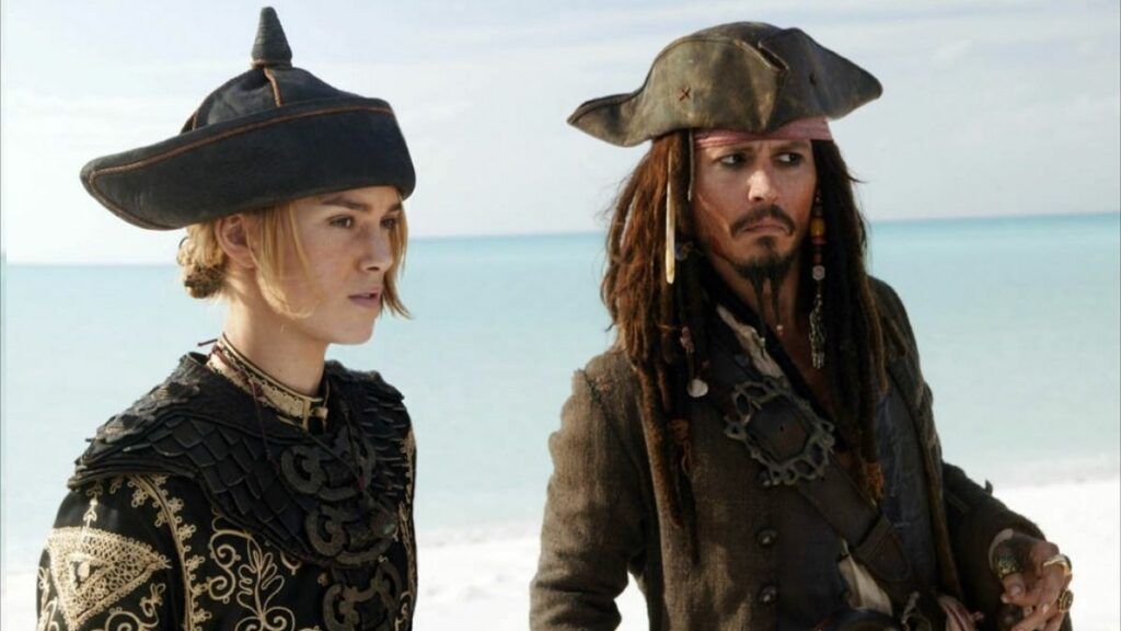 elizabeth swann et jack sparrow dans pirates des caraïbes