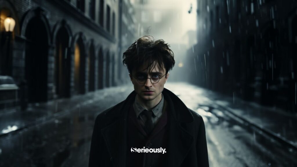 Harry Potter en version IA intelligence artificielle Tim Burton gothique 