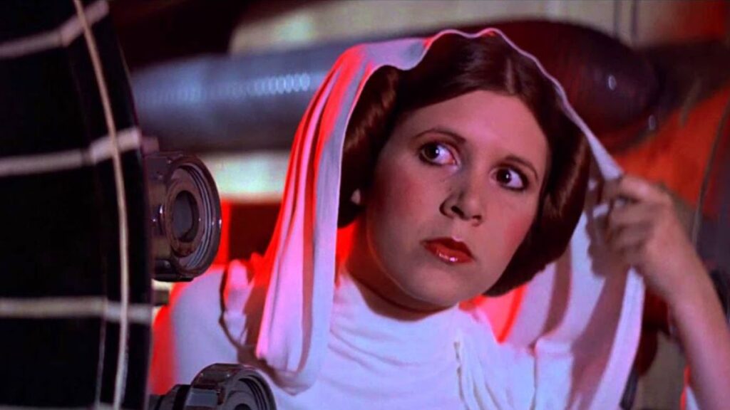 Princesse Leia dans Star Wars, épisode IV : Un Nouvel Espoir.
