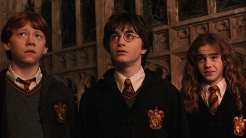 Ron Weasley, Harry Potter et Hermione Granger dans Harry Potter