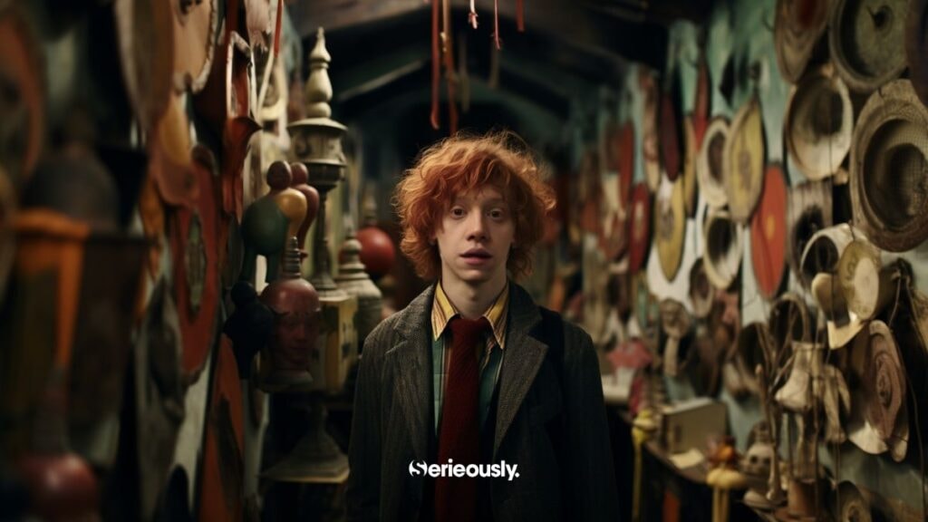 Ron Weasley en version IA intelligence artificielle Tim Burton gothique / steampunk