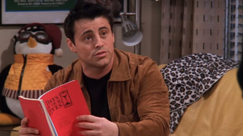 Joey et le script de Des Jours et des Vies dans Friends.