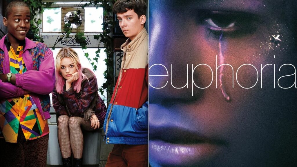 Les affiches des séries Sex Education et Euphoria